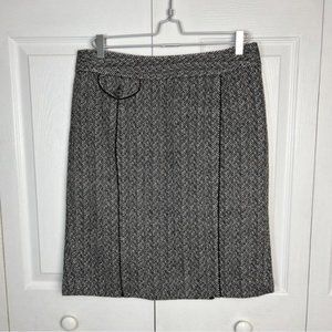 Ann Taylor Womens 8 Tweed Skirt Black White Cotton Wool Blend